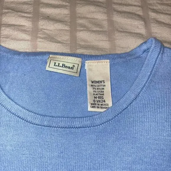 L.L.Bean Women's Size M Reg Light Blue Cotton Top Tshirt Size Medium 1% Elastane - Picture 3 of 5